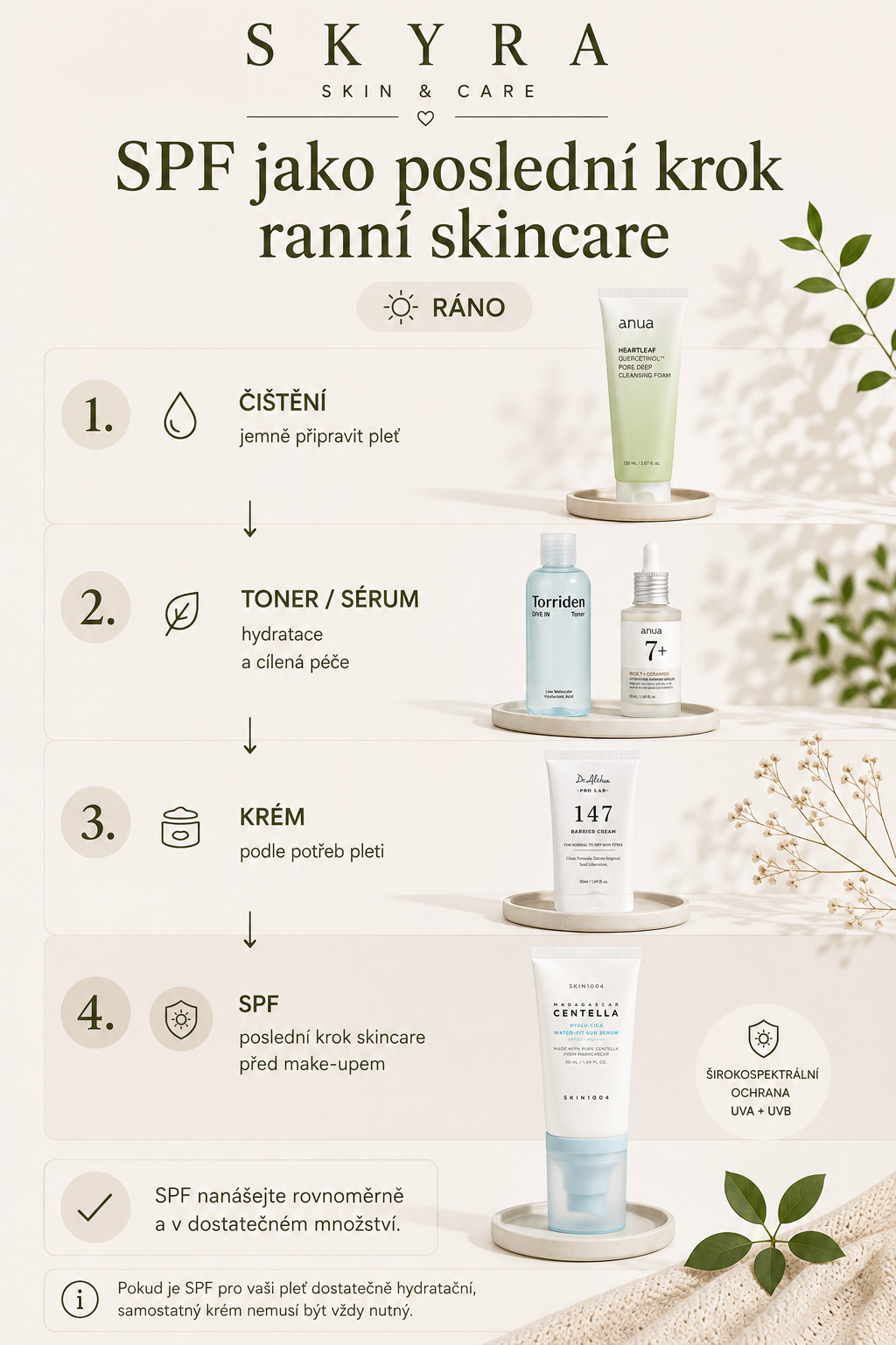 SPF jako poslední krok ranní skincare