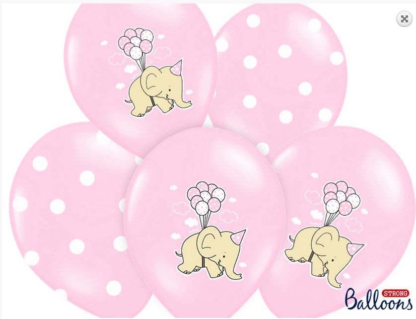 Balónky růžové slon 6 ks