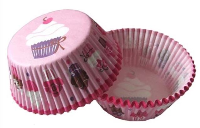 Košíčky na muffiny růžové s dortíky 50 ks