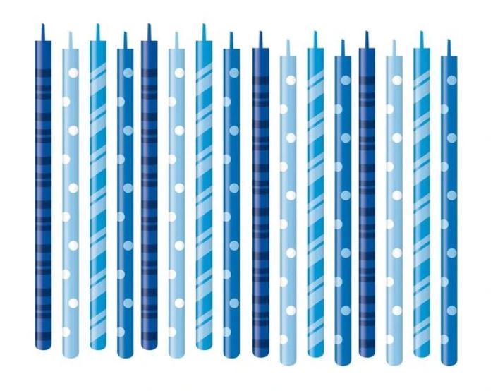 Svíčky dlouhé s puntíky modré