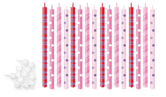 Svíčky dlouhé s puntíky růžové