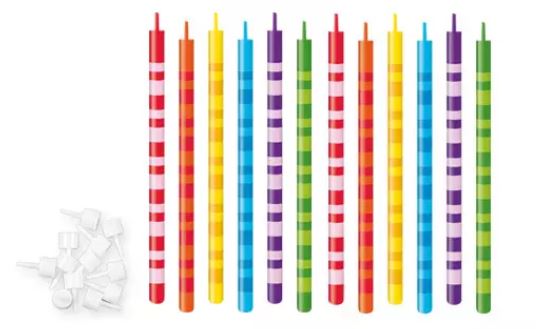 Svíčky pruhované 10 cm, 12 ks