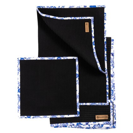 TRADA utěrky vaflové SET - 3 ks - černé s TRADA lemem