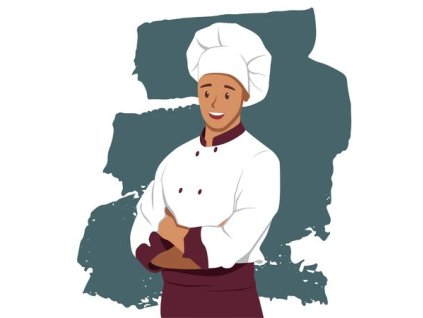 144297461 smiling chef crossed his arms chef wearing uniform and hat vector illustration in flat style white