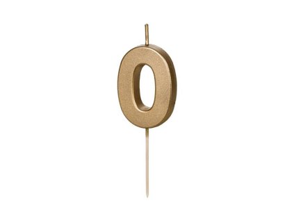 partydeco svicka zlata na spejli cislo 0