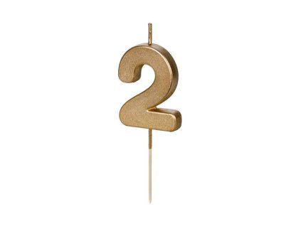 partydeco svicka zlata na spejli cislo 2
