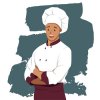 144297461 smiling chef crossed his arms chef wearing uniform and hat vector illustration in flat style white