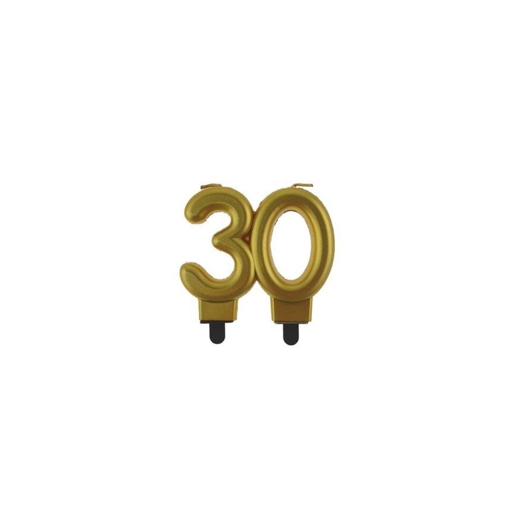 Svíčka narozeninová číslice 30 metalická zlatá 8 cm  /BP