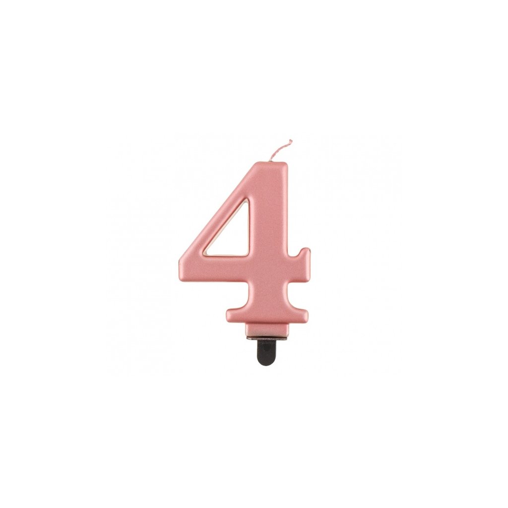 Svíčka narozeninová číslice 4 metalická rosegold 8 cm  /BP