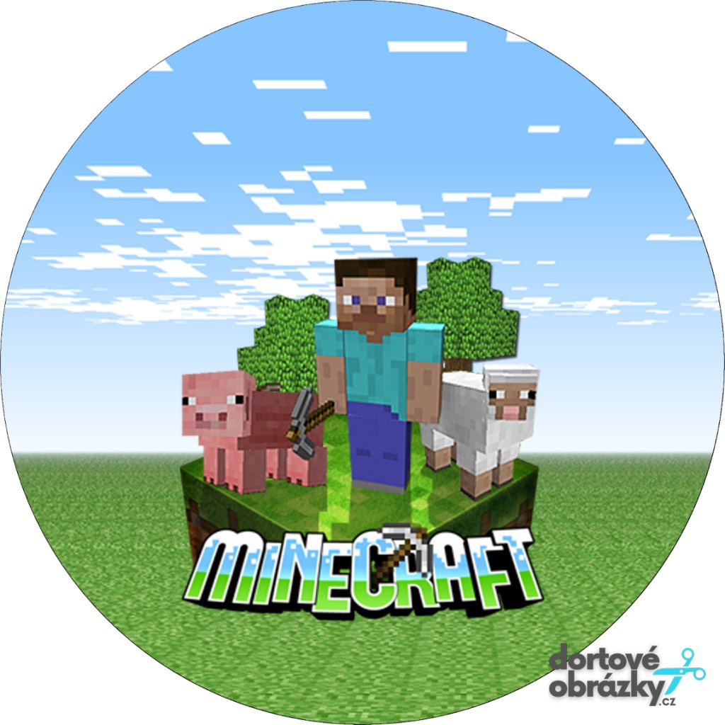 Jedlý papír MINECRAFT (● velikost průměr 20 cm ☝, ● materiál FONDÁNOVÝ DECORLIST ✴️)