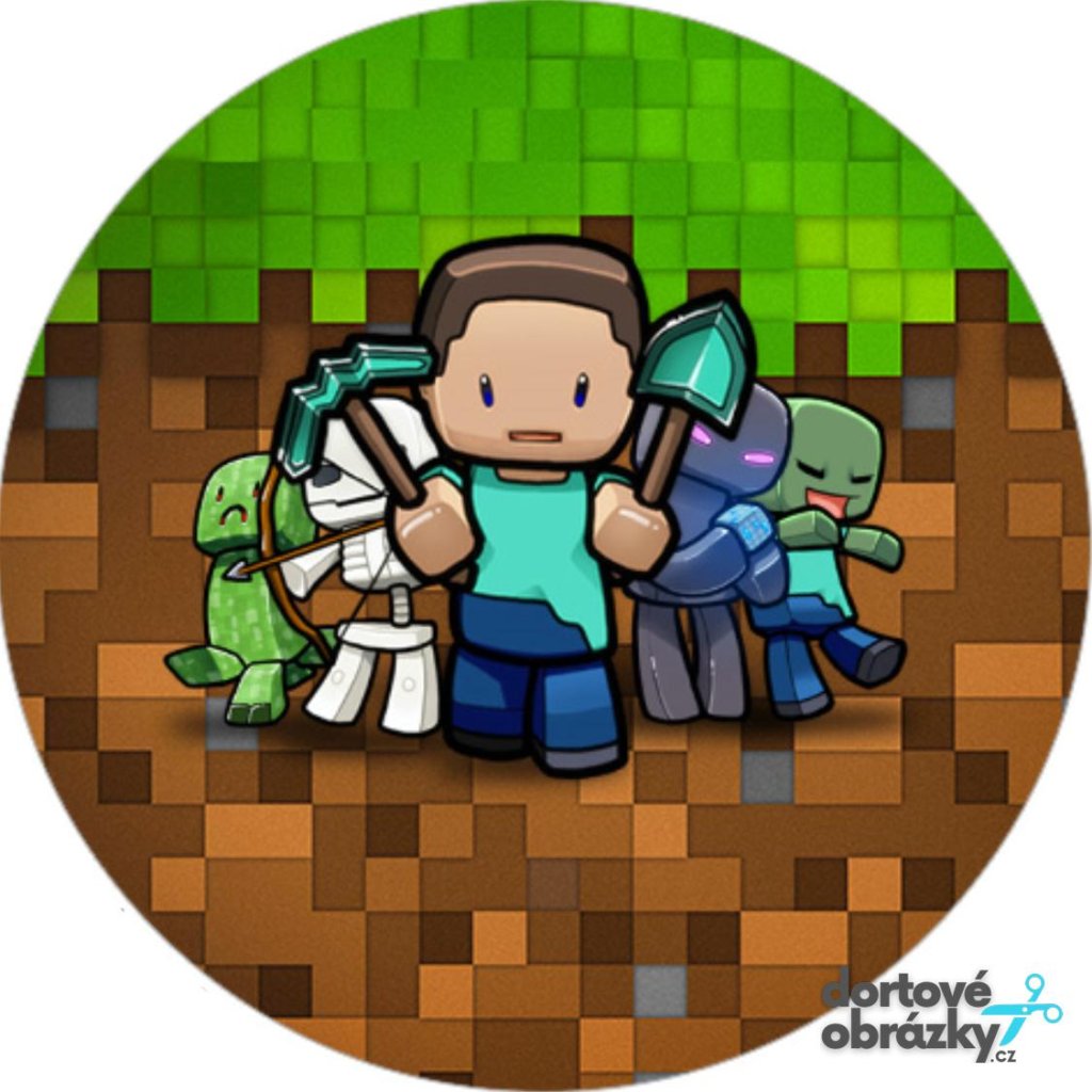 Jedlý papír MINECRAFT (● velikost průměr 20 cm ☝, ● materiál FONDÁNOVÝ DECORLIST ✴️)