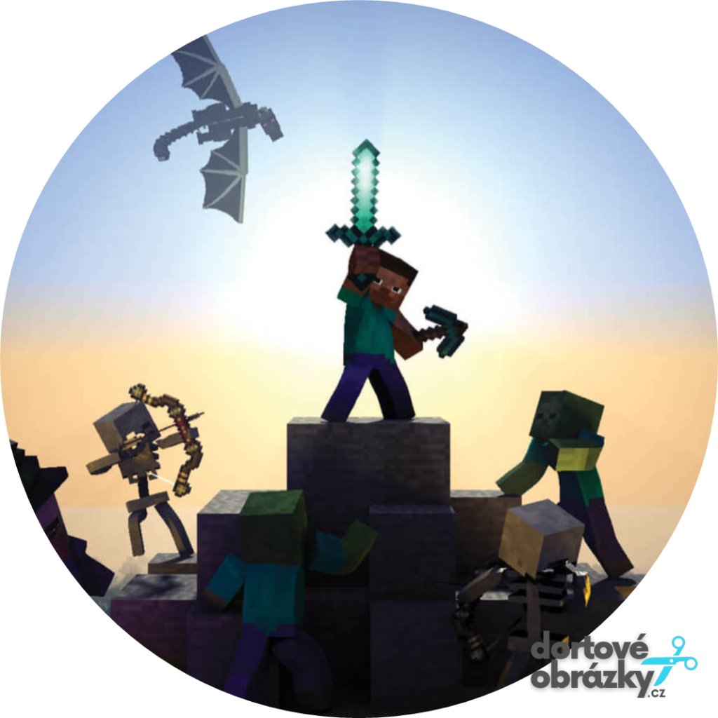 Jedlý papír MINECRAFT (● velikost průměr 20 cm ☝, ● materiál FONDÁNOVÝ DECORLIST ✴️)