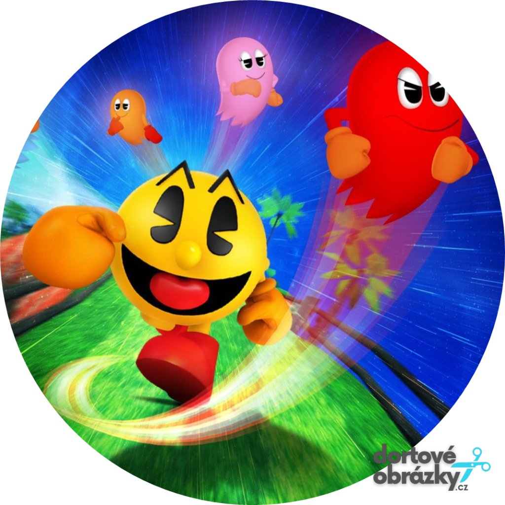 Jedlý papír PACMAN (● velikost průměr 20 cm ☝, ● materiál FONDÁNOVÝ DECORLIST ✴️)