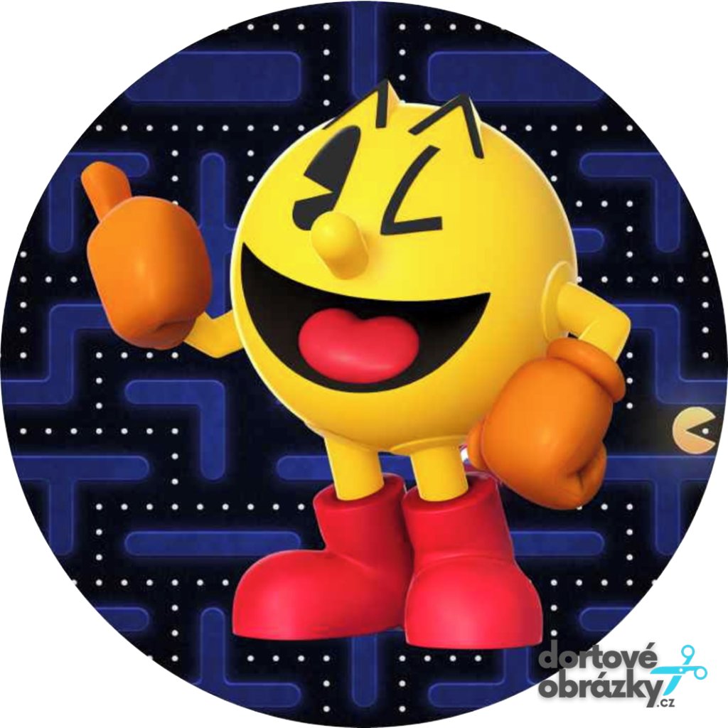 Jedlý papír PACMAN (● velikost průměr 20 cm ☝, ● materiál FONDÁNOVÝ DECORLIST ✴️)
