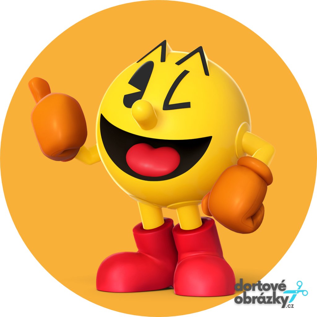 Jedlý papír PACMAN (● velikost průměr 20 cm ☝, ● materiál FONDÁNOVÝ DECORLIST ✴️)