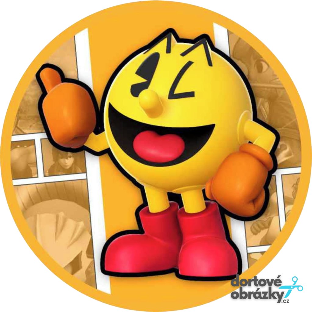 Jedlý papír PACMAN (● velikost průměr 20 cm ☝, ● materiál FONDÁNOVÝ DECORLIST ✴️)