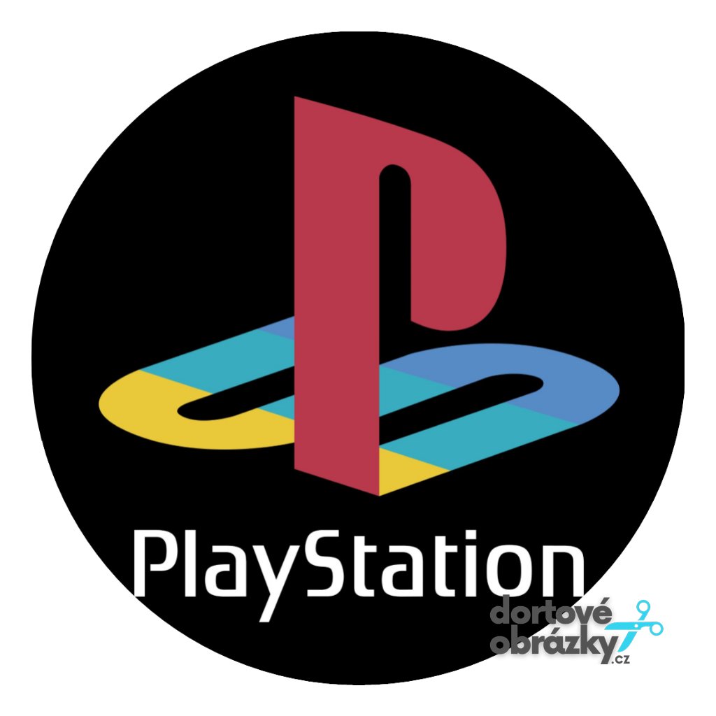 Jedlý papír PLAYSTATION - ZNAK (● velikost průměr 20 cm ☝, ● materiál FONDÁNOVÝ DECORLIST ✴️)