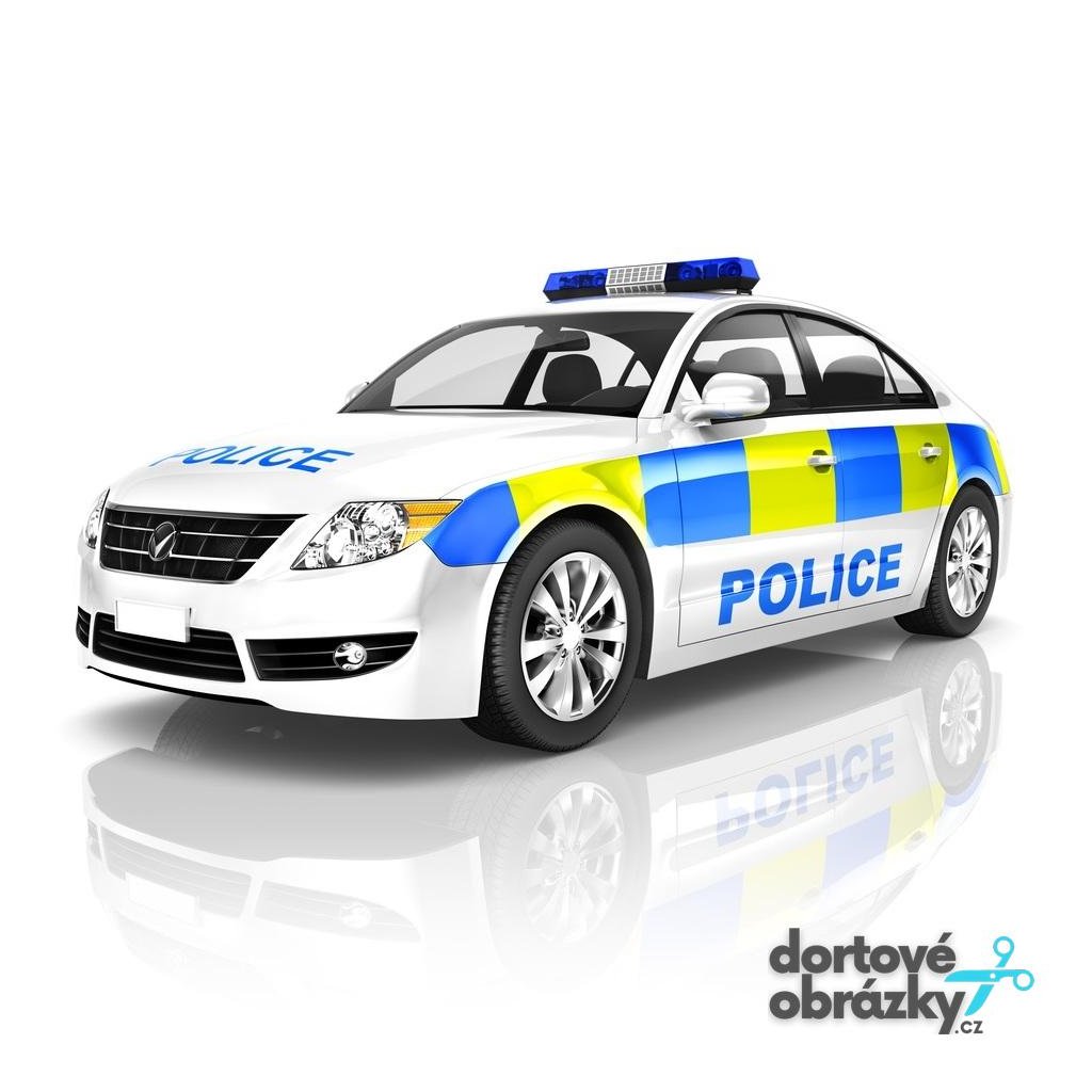 Jedlý papír POLICIE - POLICEJNÍ AUTO (● velikost průměr 20 cm ☝, ● materiál FONDÁNOVÝ DECORLIST ✴️)