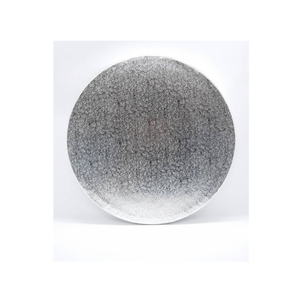 Podložka pod dort PEVNÁ stříbrná vzor Grape kruh 36 cm 14" (1 ks) ♡