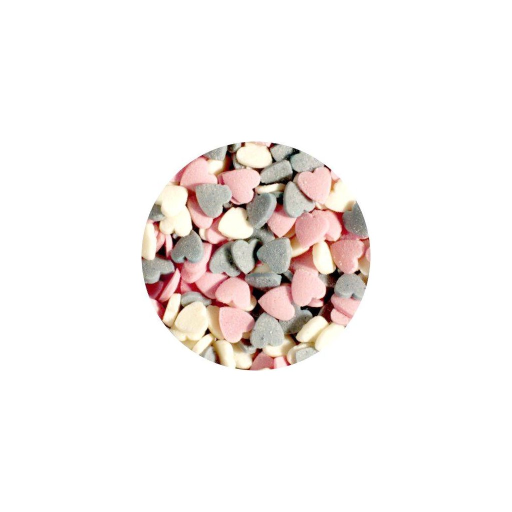 Cukrové zdobení srdíčka růžová 40g - Dekor Pol /O-- - mají skladem
