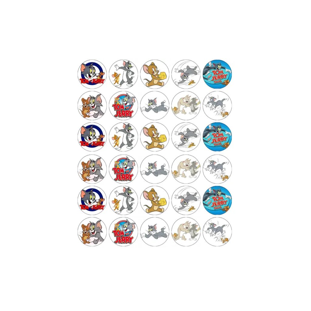 Jedlý papír na cupcakes TOM A JERRY (● velikost formát A4 (25x20cm) ☝, ● materiál FONDÁNOVÝ DECORLIST ✴️)