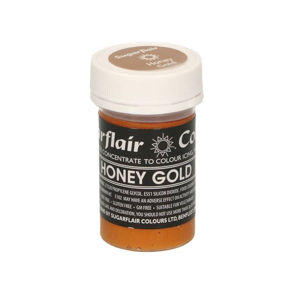 Gelová barva honey gold pastelová 25g - Sugarflair  | Skvělé pro Váš domácí dort