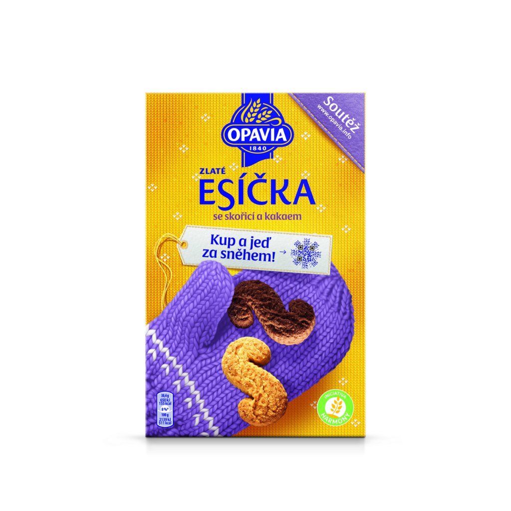 OPAVIA Zlaté Esíčka sušenky se skořicí a kakaem 220 g