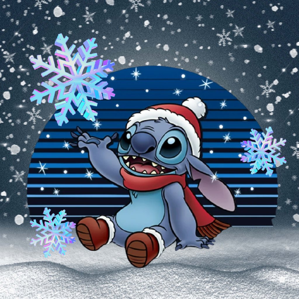 Jedlý papír Lilo & Stitch zima - vánoce 20 cm čtverec