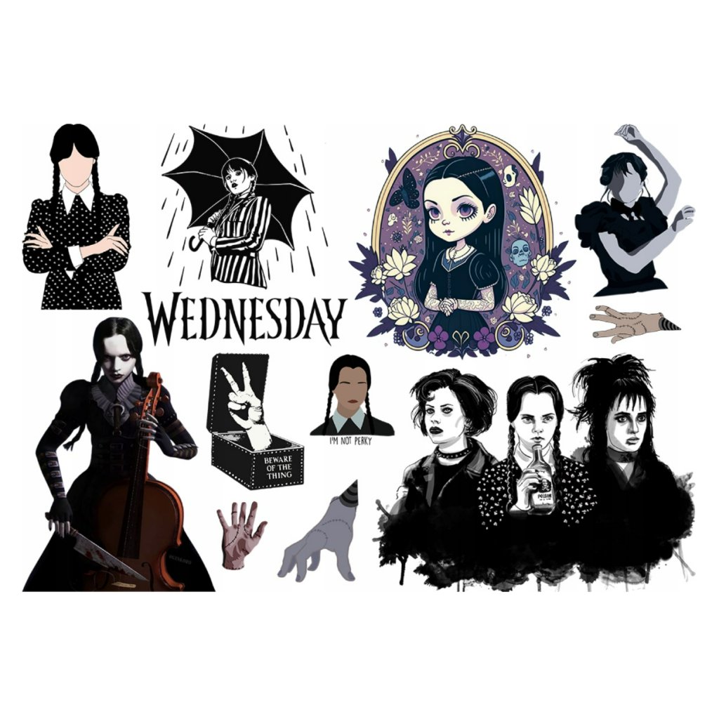 Jedlý papír Wednesday k dekoraci boku dortů (● velikost formát A4 (25x20cm) ☝, ● materiál FONDÁNOVÝ DECORLIST ✴️)