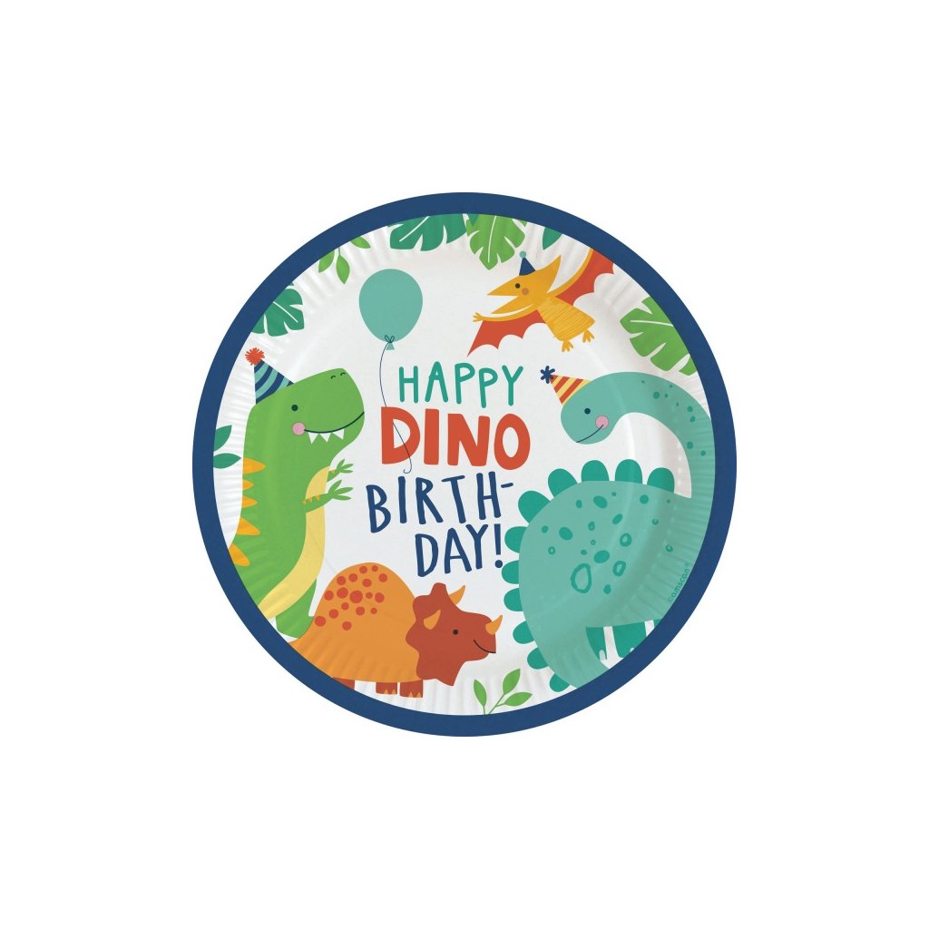 0020682 eko papirove talire happy dino birthday 23 cm 8 ks 600