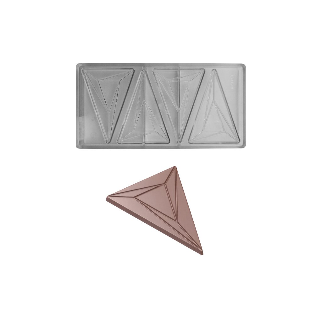 Forma na čokoládovou tabulku 25g (trojúhelník) 1x4 tvary/forma - mají  skladem
