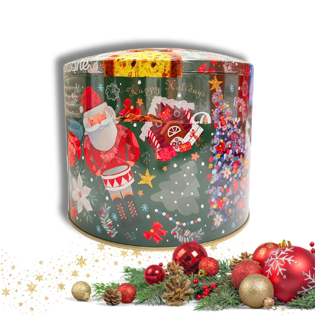 Vánoční Panettone v plechové dóze 750g – Santa a Louskáček