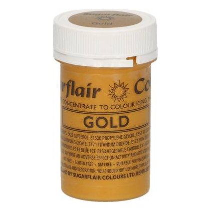 Gelová barva perleťová Sugarflair (25 g) Gold ♡
