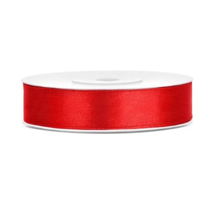 Saténová stuha červená – 12 mm × 25 m  /BP