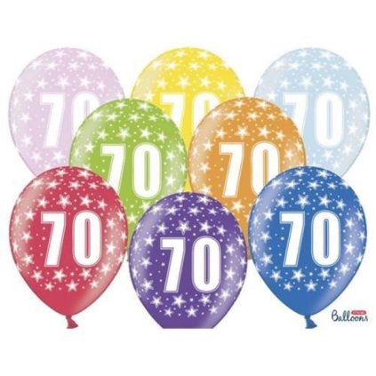 PartyDeco balónky barevné metalické 70. narozeniny (6 ks, náhodné barvy)
