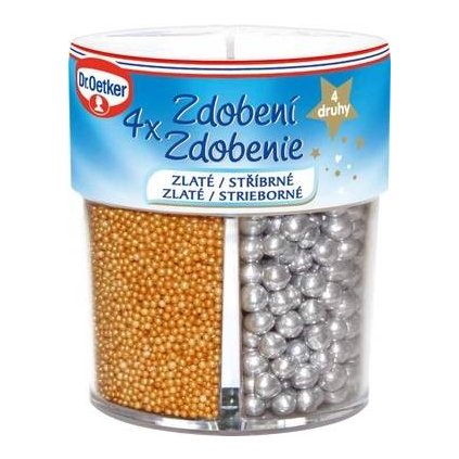 Dr. Oetker Zdobení 4 druhy zlaté/stříbrné (81 g) ♡