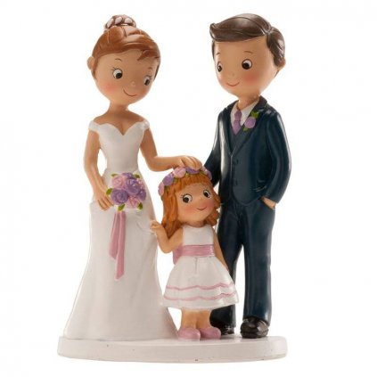 Svatební figurka na dort 16cm manželé s holčičkou - Dekora  | Cukrářské potřeby