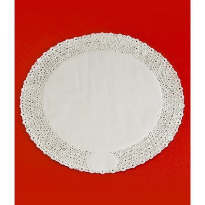 Krajka leštěný papír prům. 40cm (bílá) 100 ks/bal