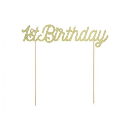PartyDeco zapichovací dekorace na dort zlatá 1st Birthday /D_KPT34-019B