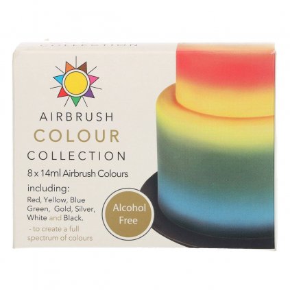 Sada barev na airbrush bez alkoholu 8x14ml  | Skvělé pro Váš domácí dort