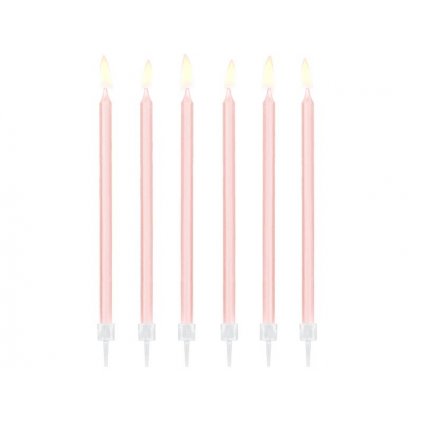 PartyDeco svíčky dlouhé světle růžové (12 ks) /D_SCD-2-081J