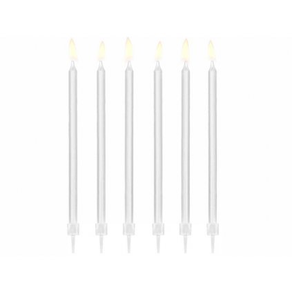 PartyDeco svíčky dlouhé bílé (12 ks) /D_SCD-2-008