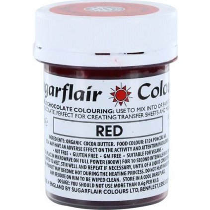Barva do čokolády na bázi kakaového másla Sugarflair Red (35 g)  /D--C302