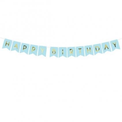 Party nápis Happy Birthday vlaječky modré 175 cm  /BP