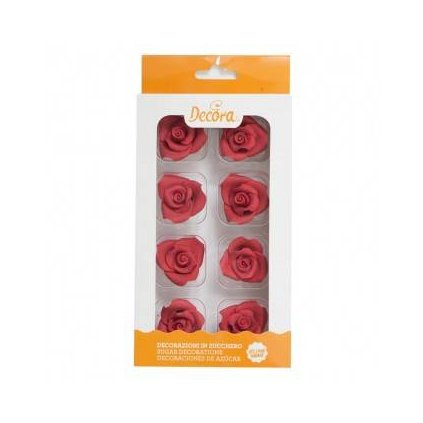 Cukrové růže červené 8ks - Decora