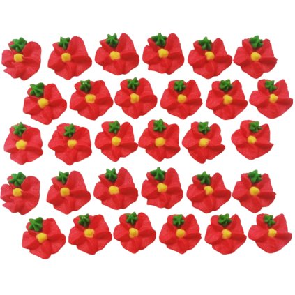 Cukrová dekorace - červené kvítka (č.7)