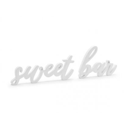 Dekorace dřevěná Sweet bar - bílá 37 x 10 cm  /BP