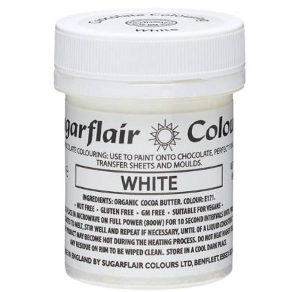 Barva do čokolády na bázi kakaového másla Sugarflair White (35 g) ♡