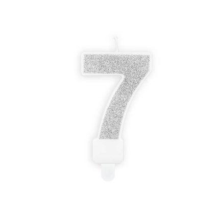 PARTY DECO Svíčka číslice "7" stříbrná 7 cm 1 ks