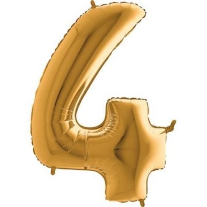 Balónek fóliová číslice "4" zlatá 102cm 1 ks